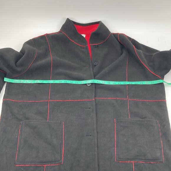 NEW Susan Graver Reversible Red Black Button Up Fleece Jacket Coat Size 2X - Picture 9 of 16